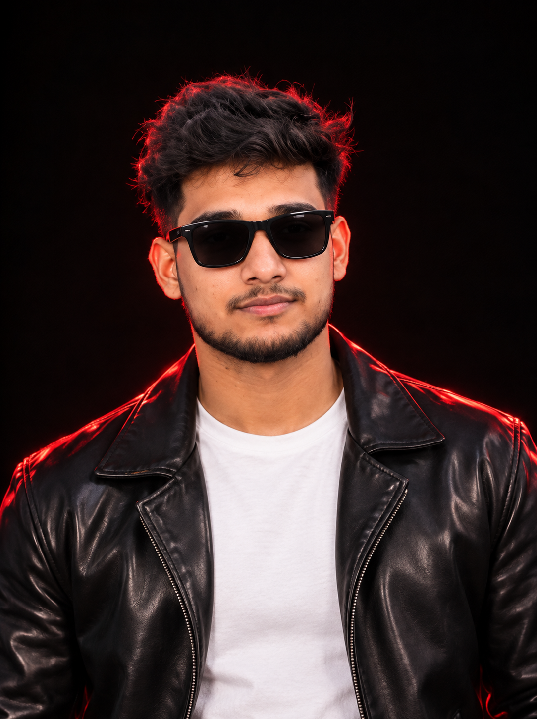 Red rim light portrait