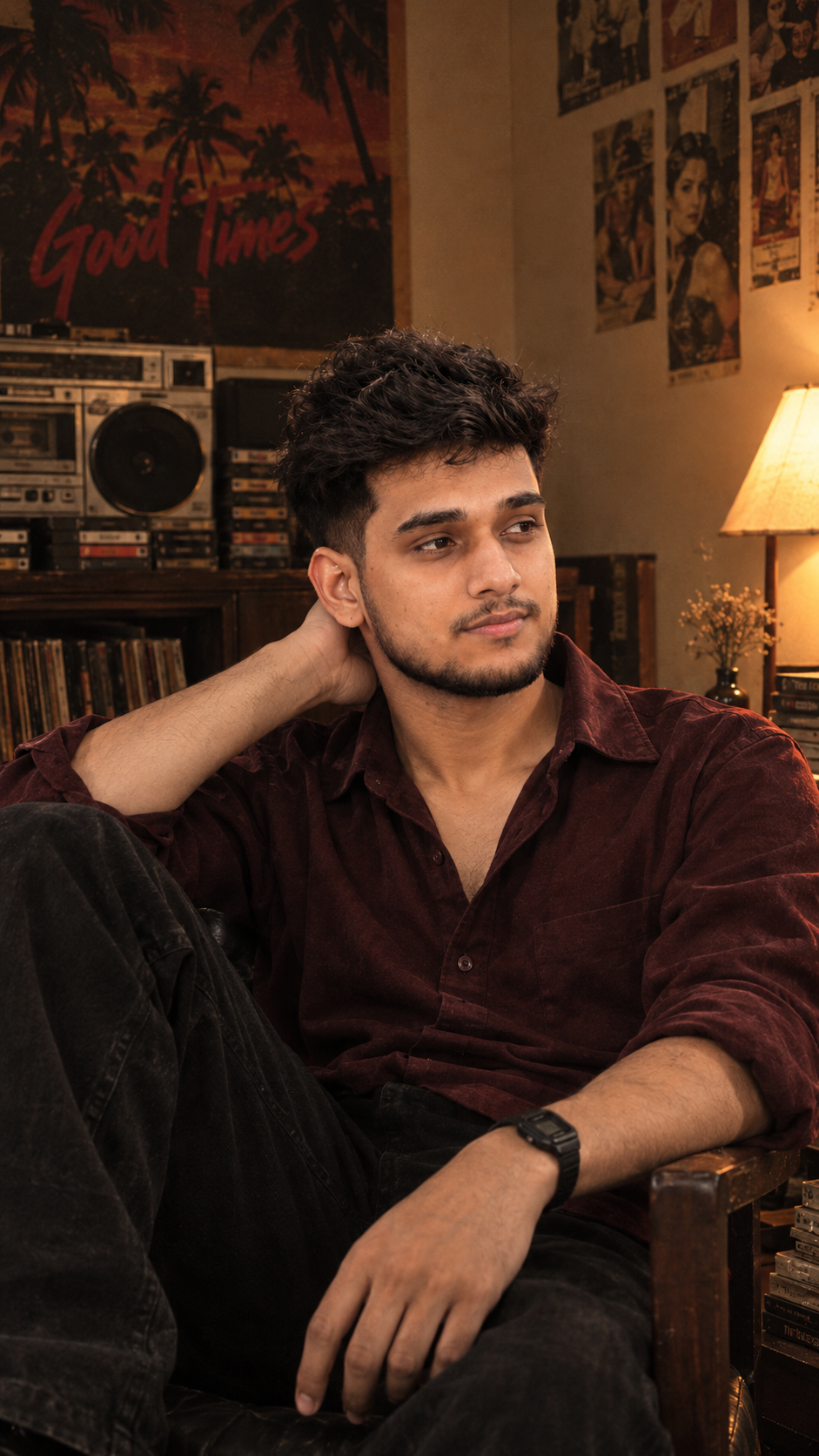 Vintage music room portrait